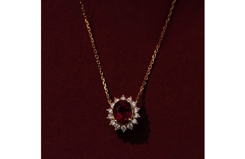 Vintage Red Ruby Pendant Necklace